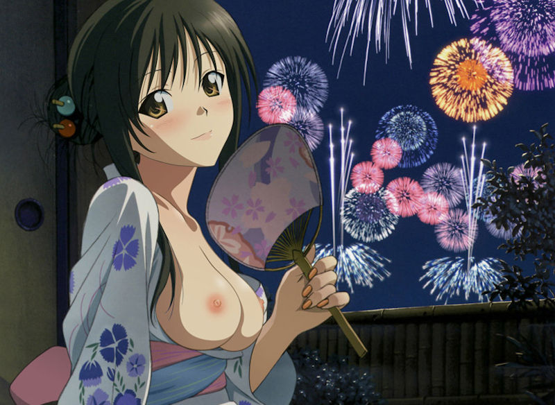 夏の夜を彩る浴衣と花火大会の二次元エロ画像
