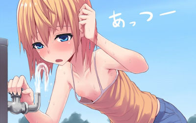 暑い夏のセリフ付き二次元胸チラ画像 ②