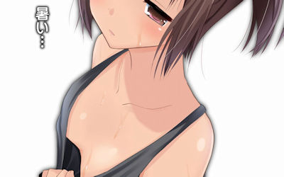 暑い夏のセリフ付き二次元胸チラ画像 ③