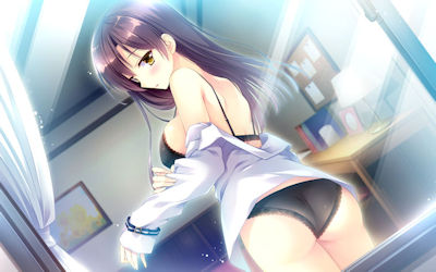 窓の外から着替えを覗く窓越し脱衣の二次元エロ画像 ③