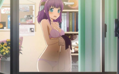 窓の外から着替えを覗く窓越し脱衣の二次元エロ画像 ④
