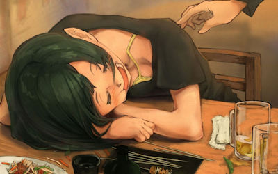 お酒に酔ってパンチラ胸チラしてる二次元エロ画像 ③