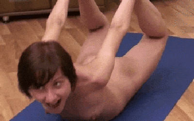 全裸運動のGIF！エクササイズ・筋トレヌード画像集 ③