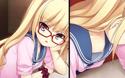 乳首がピンクの二次元ノーブラ胸チラ画像 ①