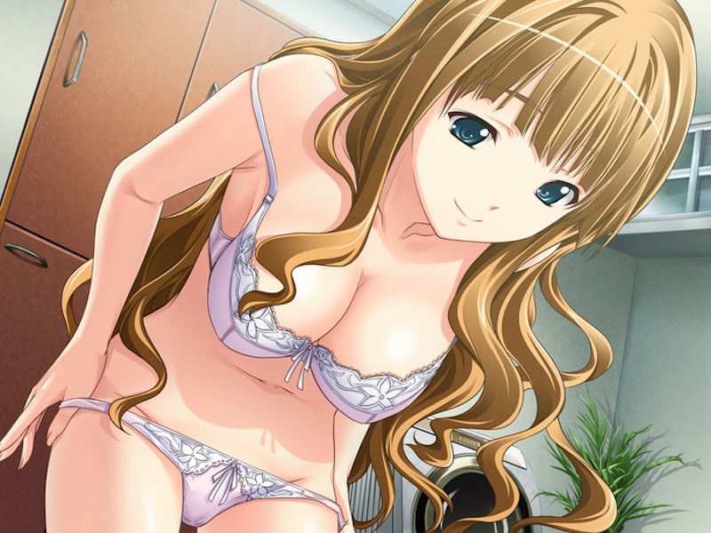 パンツを脱ぐ途中な脱ぎかけシーンの二次元エロ画像