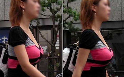 おっぱいがせり出す着衣巨乳横乳画像 ①