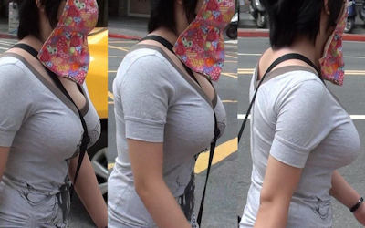 おっぱいがせり出す着衣巨乳横乳画像 ④