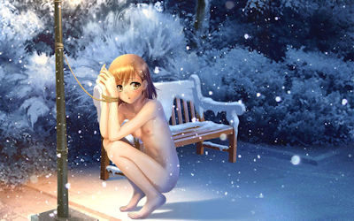 冬は雪降る中で全裸露出の二次元エロ画像 ③