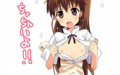 貧乳の二次元セリフ付きエロ画像 ①