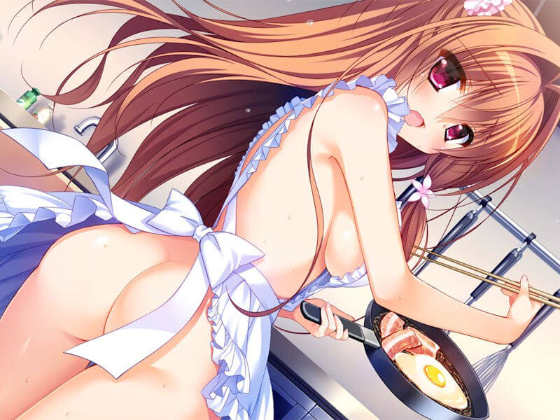 裸エプロンクッキングの二次元エロ画像