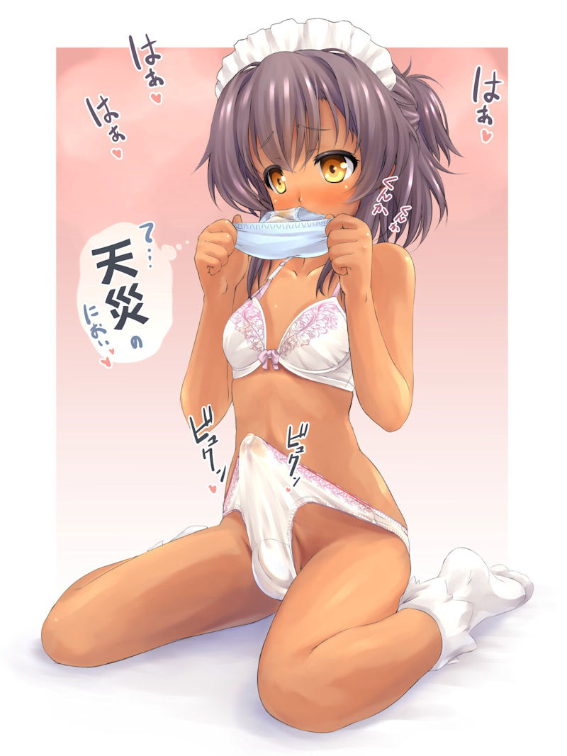 男の娘 女装子 チンコ 勃起 二次元 エロ画像【16】