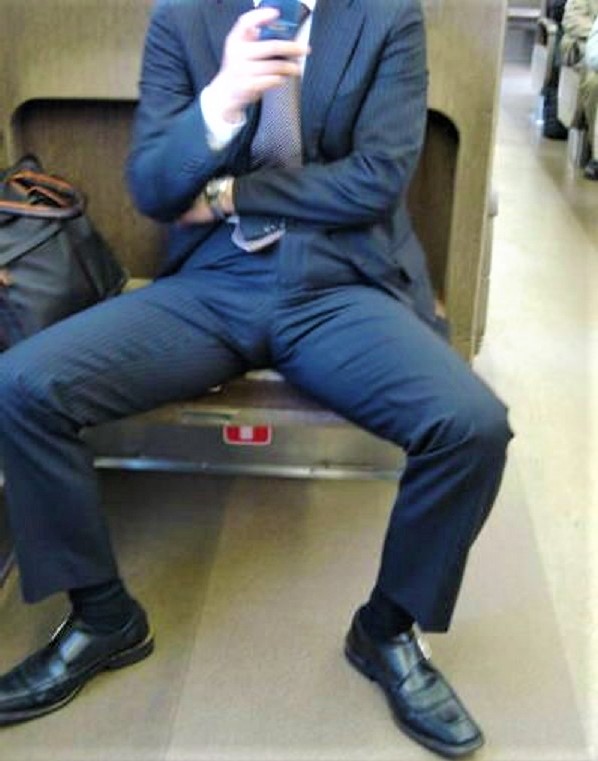 電車内座りもっこりのエロ画像 【1】