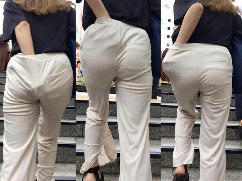 パンツ食い込み直しのお尻街撮り画像 