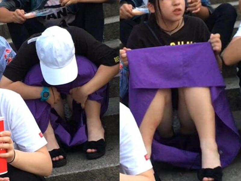 ロングスカートでもパンチラするエロ画像 