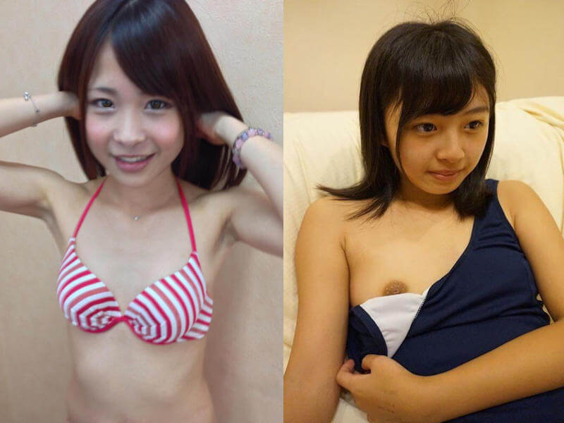 胸薄な貧乳水着のエロ画像 