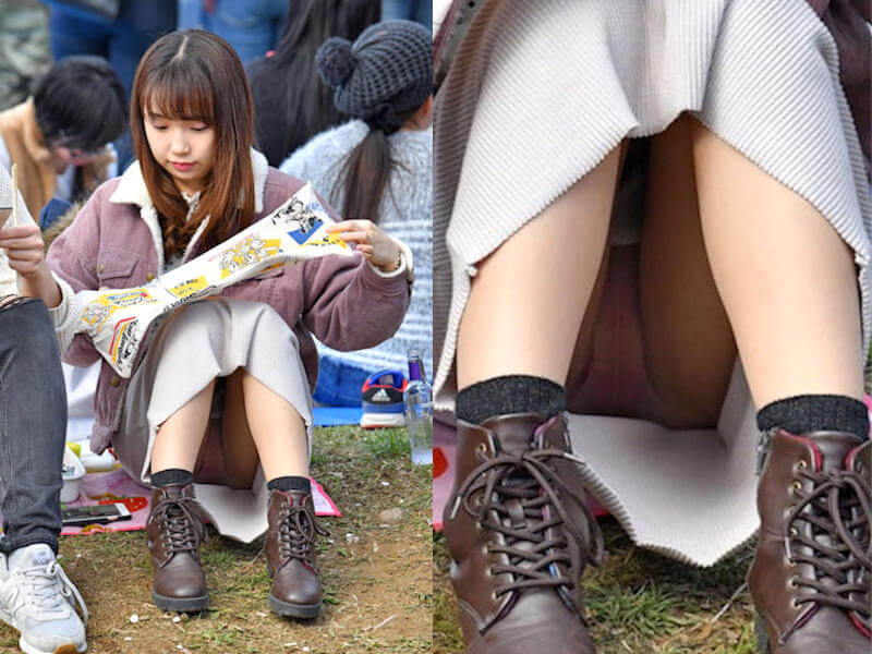 パンチラに恵まれる公園内のエロ画像 