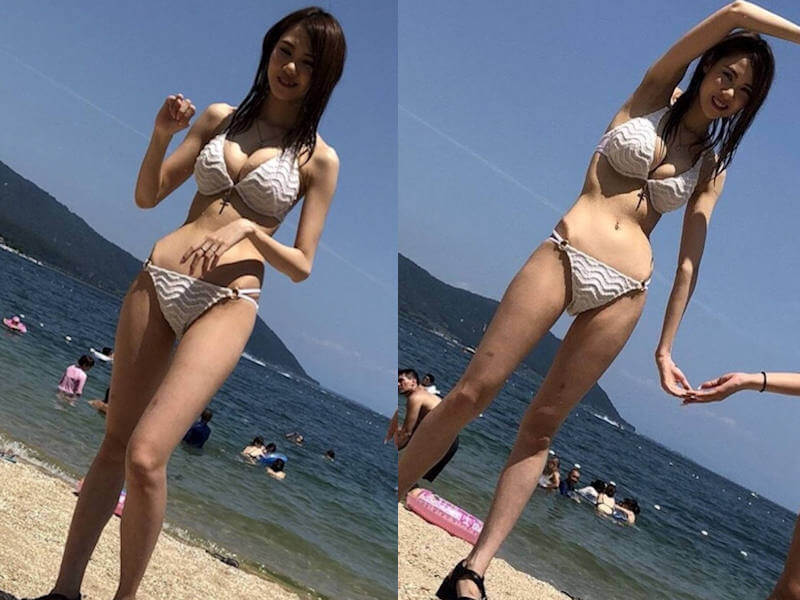 水着映えするスレンダー巨乳ビキニのエロ画像 