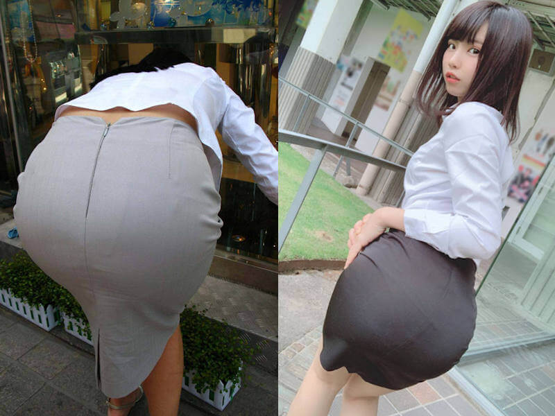 お尻強調タイトスカートOLのエロ画像 