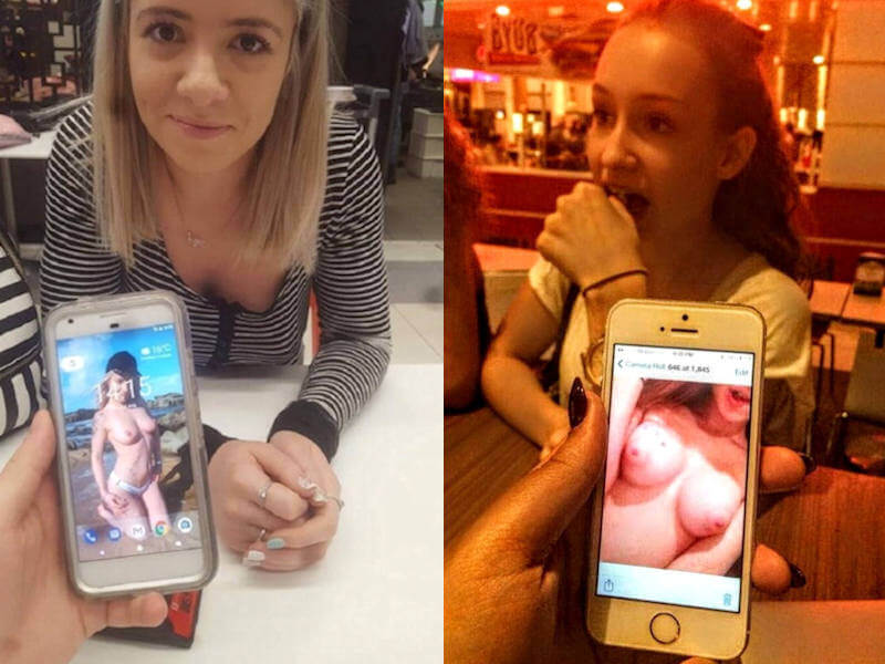 スマホの恥ずかしい写真ギャップ比較エロ画像