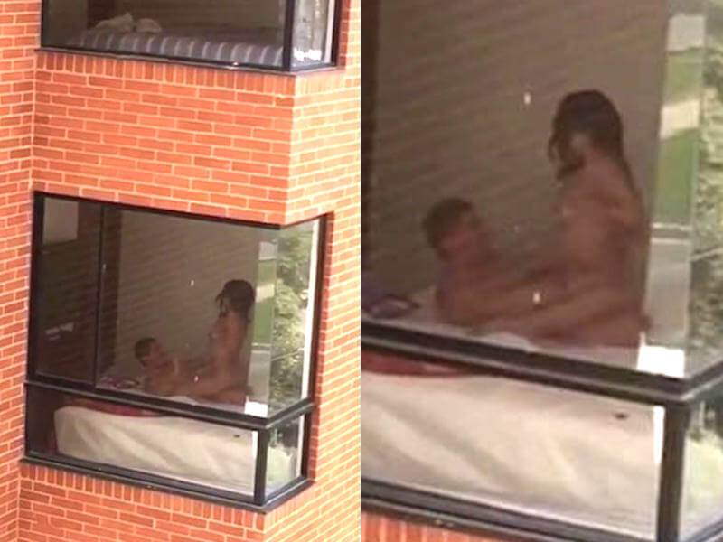 カップルのホテル窓越しセックス画像 ください