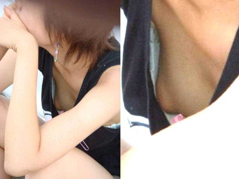 乳輪ポロリしてる胸チラエロ画像