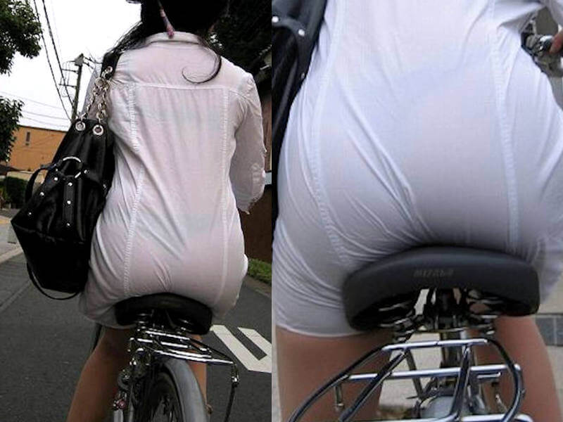 お尻が自転車に乗っかるエロ画像