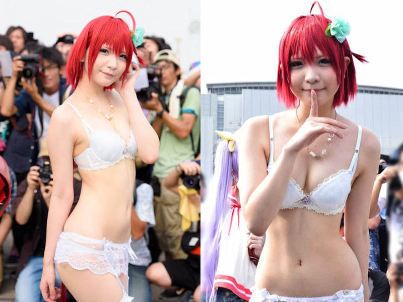 下着姿のイベントコスプレイヤーエロ画像