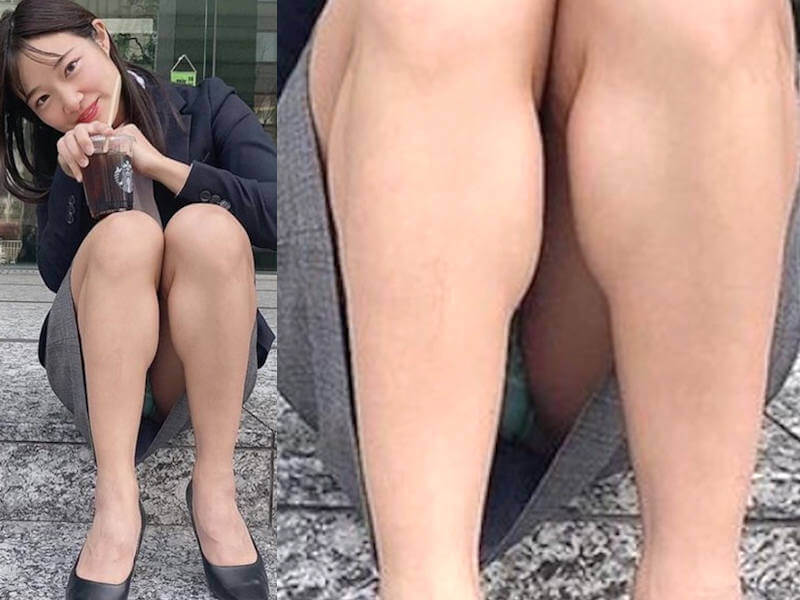 パンチラする美人OLのエロ画像