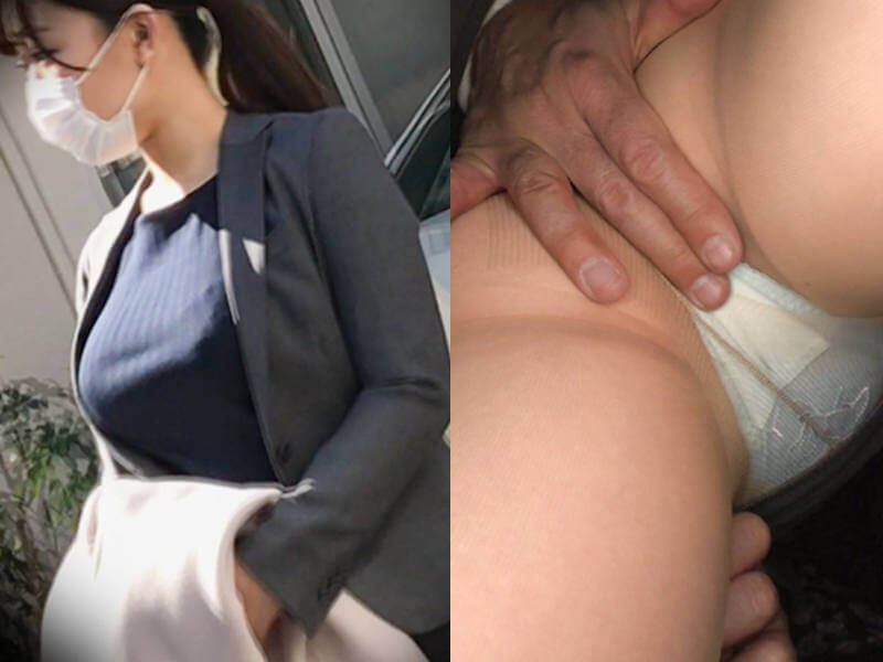 ムチムチ巨乳の色白OLを痴漢するAV