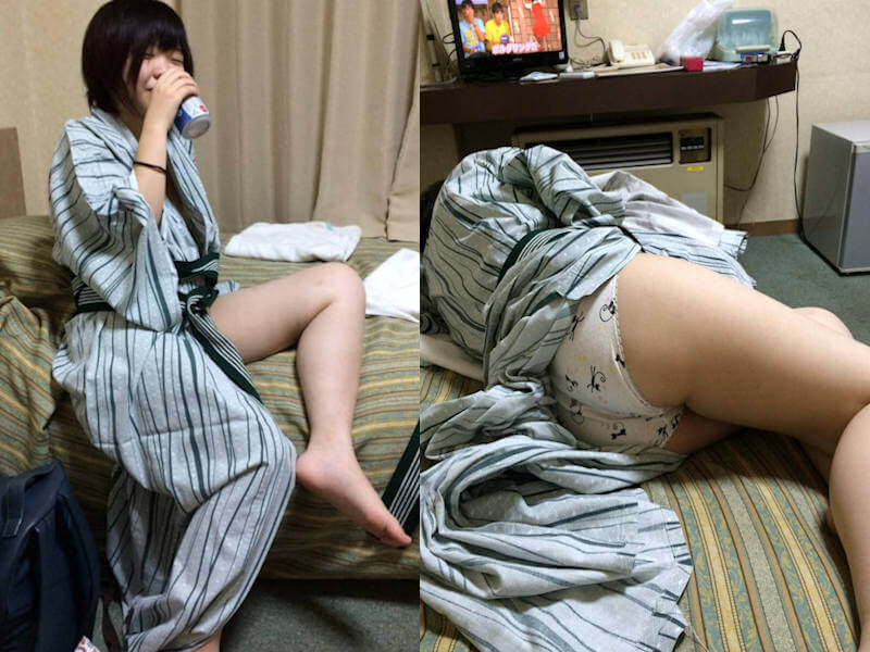 酔っ払うと浴衣がはだけるエロ画像