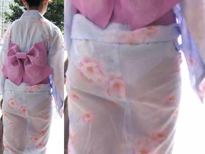 透けパンした浴衣女子のエロ画像