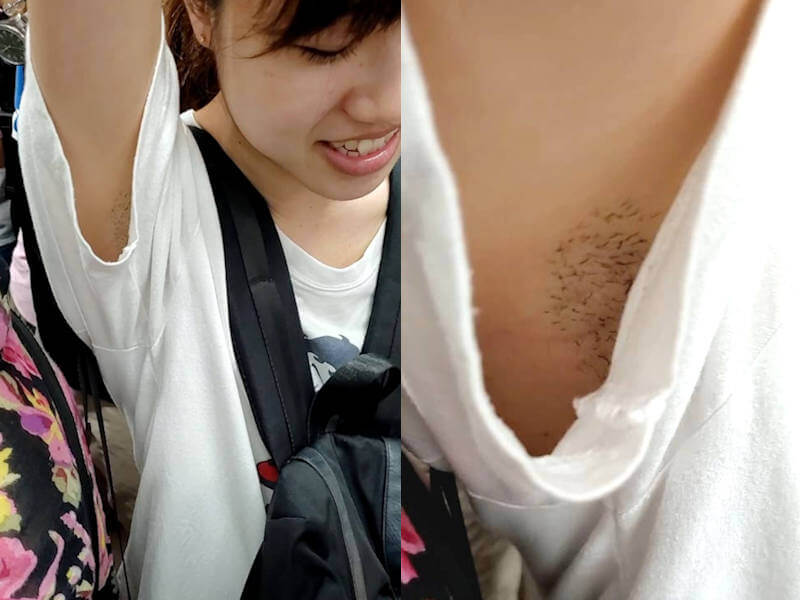 ワキ毛女子に大興奮のエロ画像