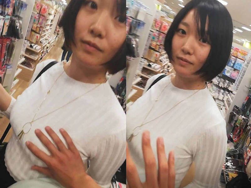 店内で痴漢にお触りされたエロ画像