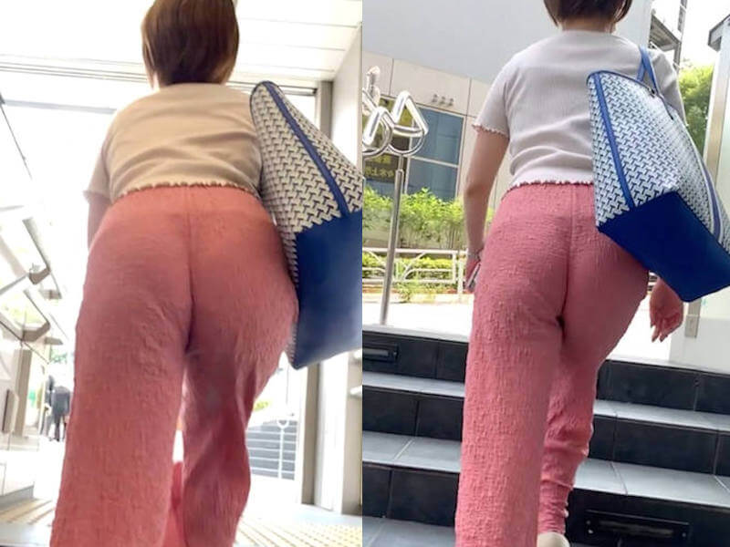 ピンク色パンツのお尻街撮りエロ画像