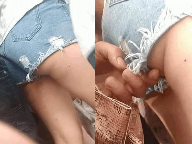 お尻を痴漢されたエロ画像