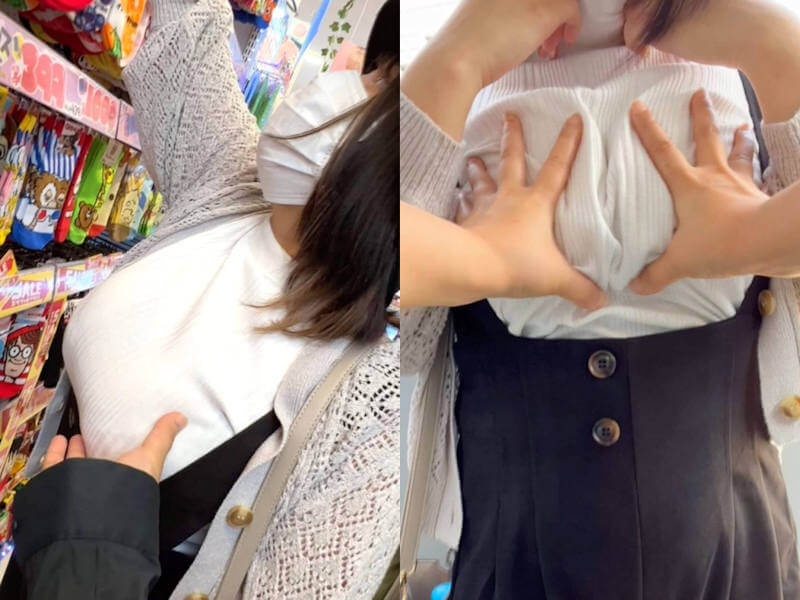 着衣パイ揉みのエロ画像
