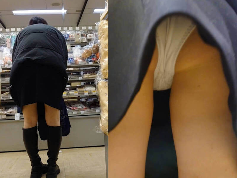 純白パンツ女子の逆さ撮りパンチラエロ画像