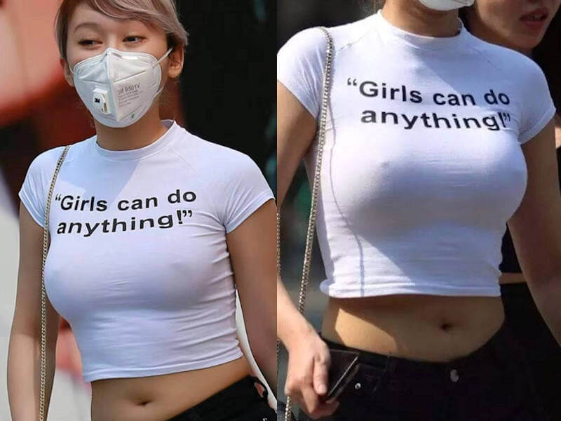 ノーブラな巨乳女子のエロ画像
