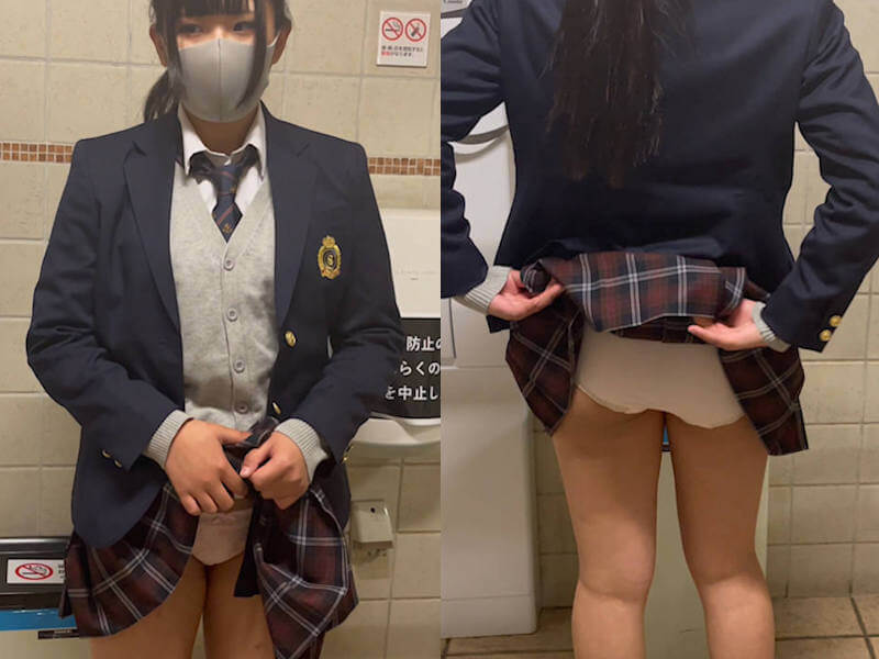 トイレのスカートたくし上げパンチラエロ画像