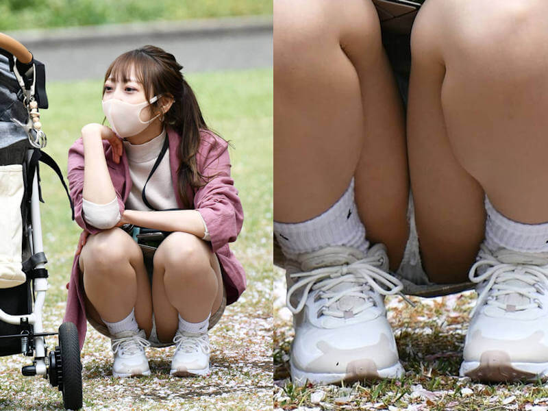 しゃがみパンチラだらけのエロ画像 100連発