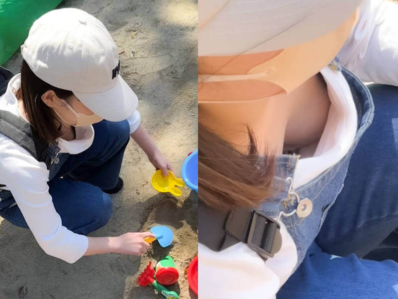 胸チラに興奮するエロ画像 100連発