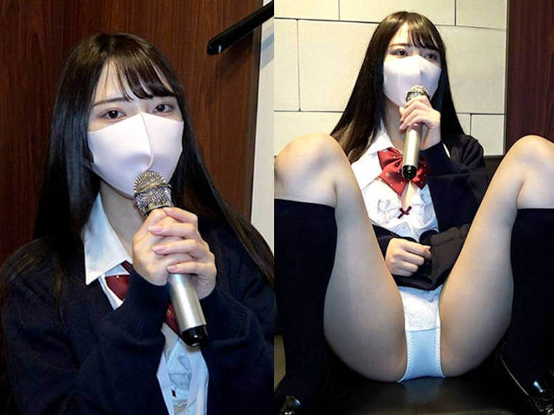 制服女子のカラオケエロ画像