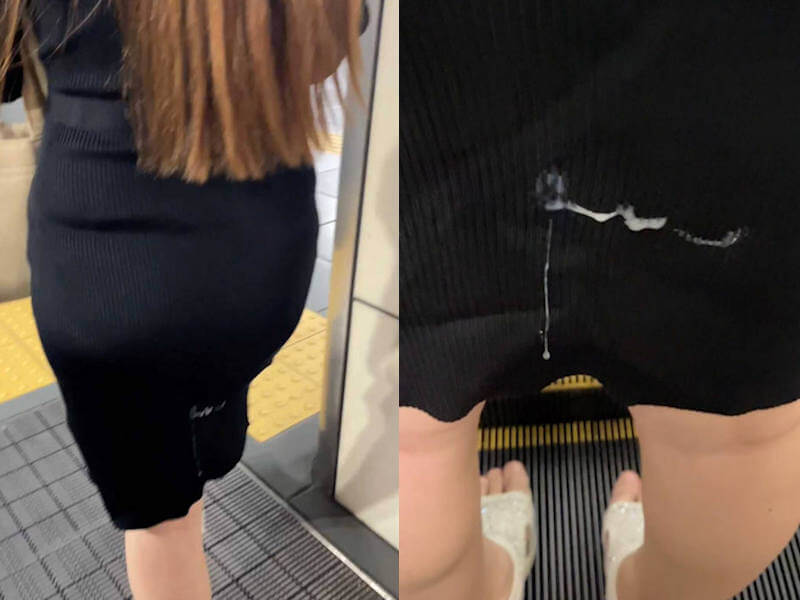着衣にぶっかける痴漢画像